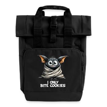 Chauve-souris fantaisiste je ne mords que Cookies dessin animé drôle - Sac à dos Roll Top à deux anses - noir - Devant