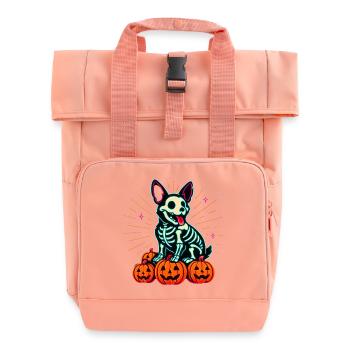 Chien squelette Neon Halloween - Sac à dos Roll Top à deux anses - rose liberty - Devant