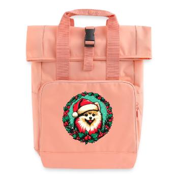 Père Noël Toutou en Couronne de houx - Sac à dos Roll Top à deux anses - rose liberty - Devant