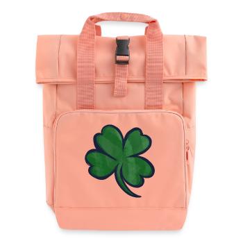 Watercolor Shamrock Clover Print - Roll Top Backpack with Two Handles - chintz rose - Front
