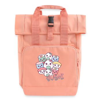 Kawaii Sushi Parade - Roll Top Backpack with Two Handles - chintz rose - Front