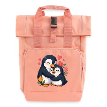 Duo Cœur de Pingouin Câlin - Sac à dos Roll Top à deux anses - rose liberty - Devant