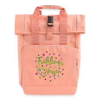 Spring in the heart - Roll Top Backpack with Two Handles - chintz rose - Front