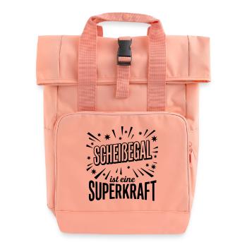 Scheissegal Superkraft - Lustiger Spruch Slogan - Rolltop Rucksack mit zwei Griffen - Chintzrosa - Vorne
