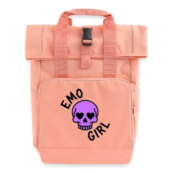 emo girl - Roll Top Backpack with Two Handles - chintz rose - Front