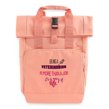 Veterinarian - Roll Top Backpack with Two Handles - chintz rose - Front