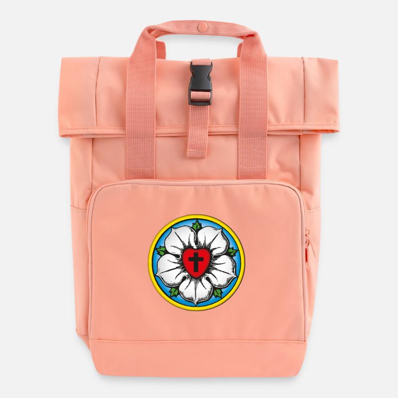Luther. Rose. Flower. Reformation. 500. 1517 - Roll Top Backpack with Two Handles - chintz rose