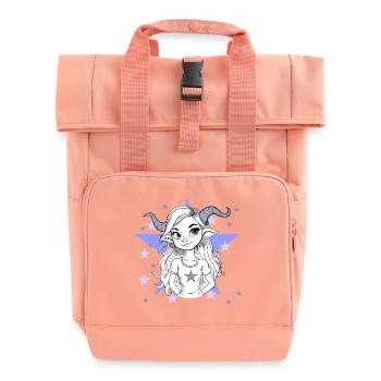 Zodiac sign Aries Woman Girl - Roll Top Backpack with Two Handles - chintz rose - Front