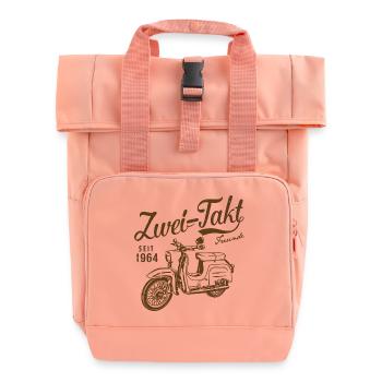 Simson Schwalbe Zweitakt Freunde - Rolltop Rucksack mit zwei Griffen - Chintzrosa - Vorne