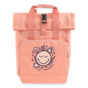 Wintertime_Smiley - Roll Top Backpack with Two Handles - chintz rose - Front