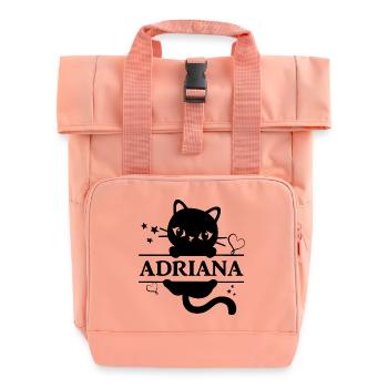 cat t-shirt Adriana t-shirt gift idea - Roll Top Backpack with Two Handles - chintz rose - Front