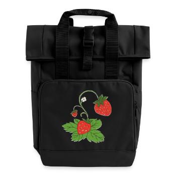 erdbeerpflanze impressionismus - Rolltop Rucksack mit zwei Griffen - Schwarz - Vorne