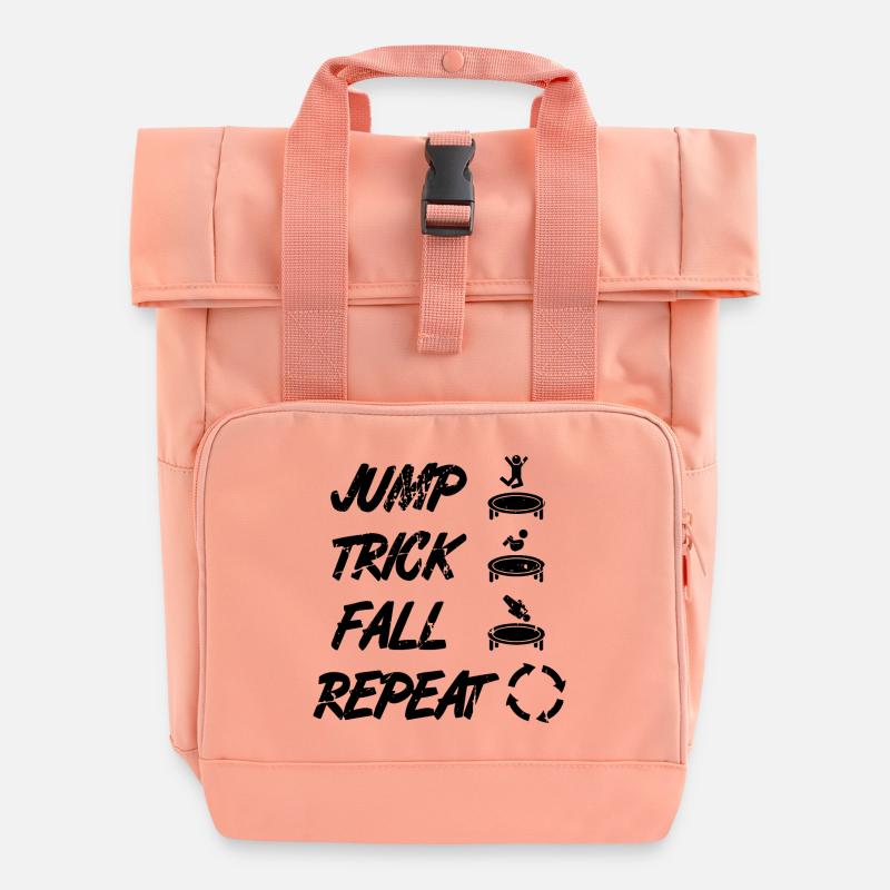 Jump Trick Fall Repeat - Roll Top Backpack with Two Handles - chintz rose