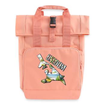 Watercolor Map of Usedom - Roll Top Backpack with Two Handles - chintz rose - Front