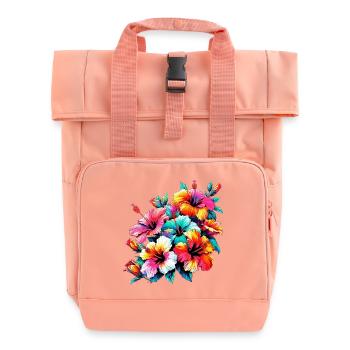 Hibiskusblüten - Rolltop Rucksack mit zwei Griffen - Chintzrosa - Vorne