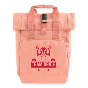 Team Bride Sparkling Wine Hen Night Bachelorette B - Roll Top Backpack with Two Handles - chintz rose - Front