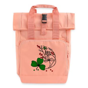 Fleurs sauvages aux baies rouges et vertes - Sac à dos Roll Top à deux anses - rose liberty - Devant