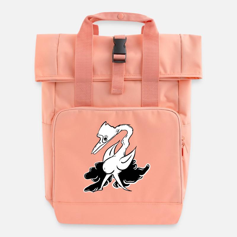 Fantasy Lying Animal with Flight Attributes - Roll Top Backpack with Two Handles - chintz rose