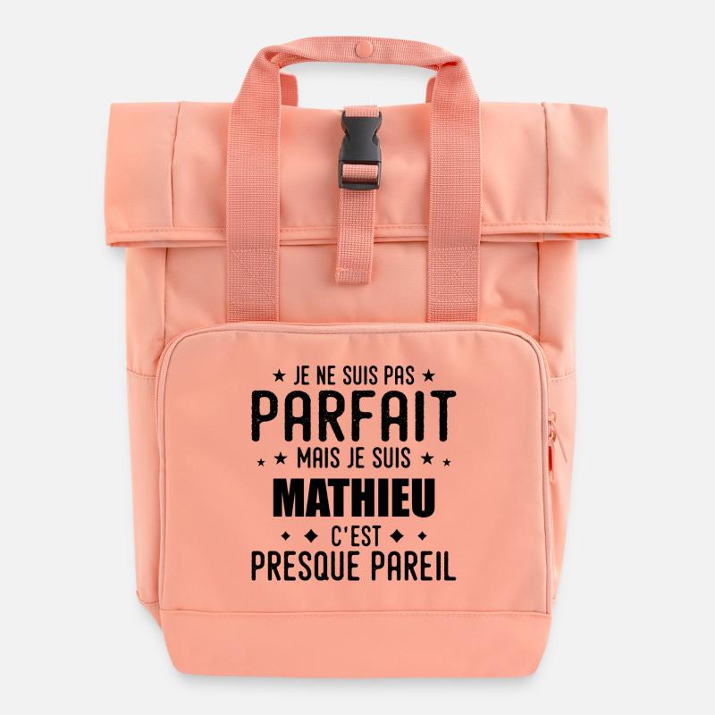 Mathieu: authentic, imperfect, top, perfection - Roll Top Backpack with Two Handles - chintz rose