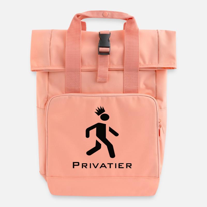 Privatier - Coureur avec Crown Design Black - Sac à dos Roll Top à deux anses - rose liberty
