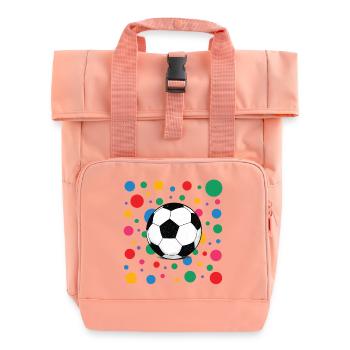 Spotty shirt Soccer Ball with Colourful Confetti - Roll Top Backpack with Two Handles - chintz rose - Front