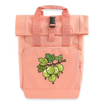 Gooseberries Branch Illustration - Roll Top Backpack with Two Handles - chintz rose - Front