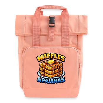 Waffles and pajamas love breakfast waffles - Roll Top Backpack with Two Handles - chintz rose - Front
