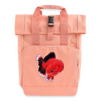 Black Orange Oranda High Quality Goldfish - Roll Top Backpack with Two Handles - chintz rose - Front