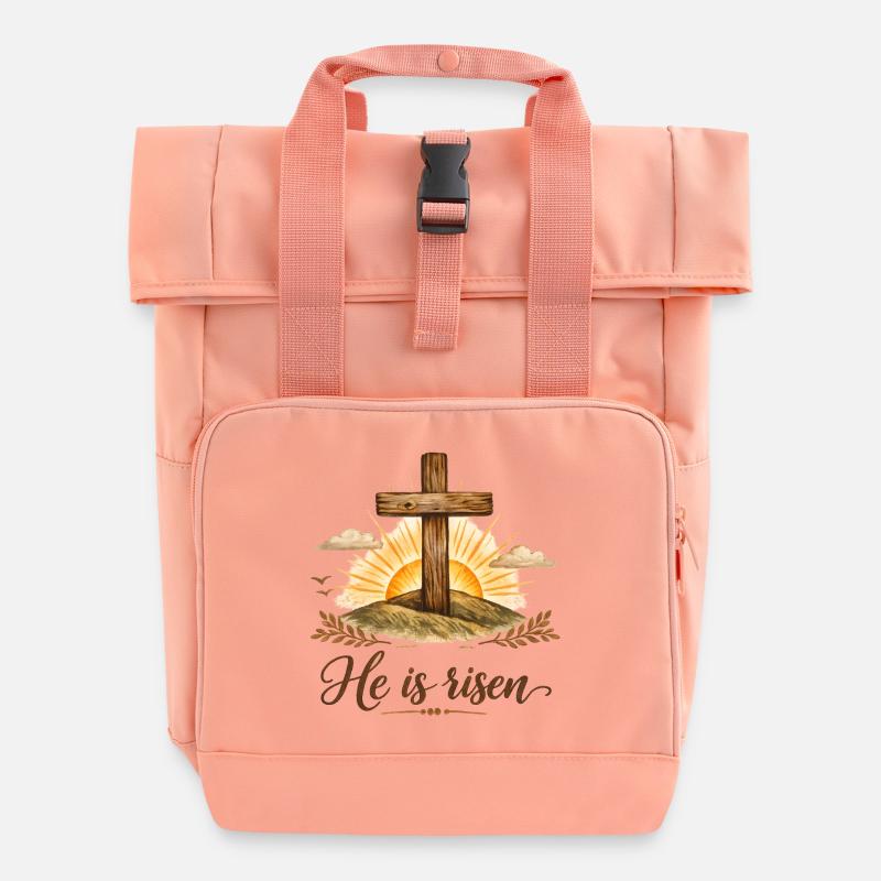 È risorto. - Zaino con apertura rolltop e due maniglie - rosa antico