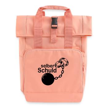 Junggesellenabschied , JGA - Selber Schuld(25) - Rolltop Rucksack mit zwei Griffen - Chintzrosa - Vorne