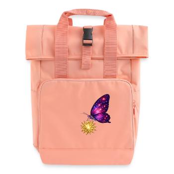 Golden Sun and space butterfly. - Roll Top Backpack with Two Handles - chintz rose - Front