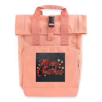 Glitzerndes Merry Christmas Script - Rolltop Rucksack mit zwei Griffen - Chintzrosa - Vorne