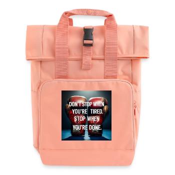 Perseverance quote on boxing gloves - Roll Top Backpack with Two Handles - chintz rose - Front