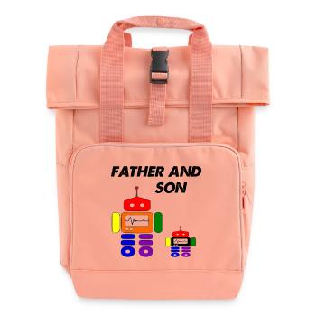 father and son - Roll Top Backpack with Two Handles - chintz rose - Front
