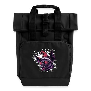 Bat Christmas Funny - Roll Top Backpack with Two Handles - black - Front