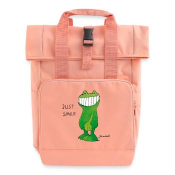 Janosch’s Günter Box Frog Just Smile Quote - Roll Top Backpack with Two Handles - chintz rose - Front