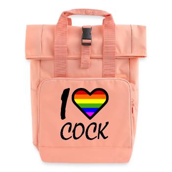 I love - Roll Top Backpack with Two Handles - chintz rose - Front