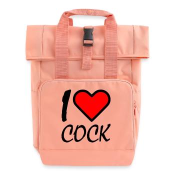I love cock - Roll Top Backpack with Two Handles - chintz rose - Front