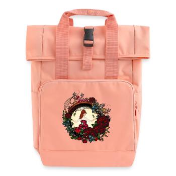 Princess in the rose garden in Art Nouveau look - Roll Top Backpack with Two Handles - chintz rose - Front