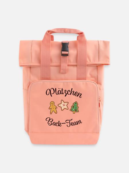 "PLÄTZCHEN - BACK -TEAM" Weihnachten backen - Rolltop Rucksack mit zwei Griffen - Chintzrosa