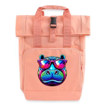 Hippopotamus - Roll Top Backpack with Two Handles - chintz rose - Front