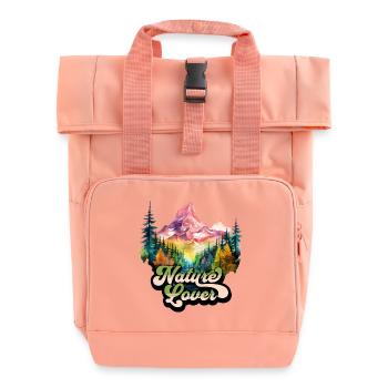 Nature Colorful Mountains Mountaineering Hiking Climbing - Roll Top Backpack with Two Handles - chintz rose - Front