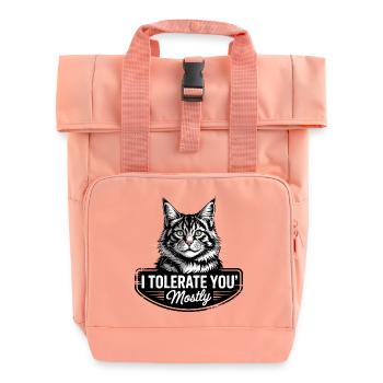Tolerant Cat - Roll Top Backpack with Two Handles - chintz rose - Front