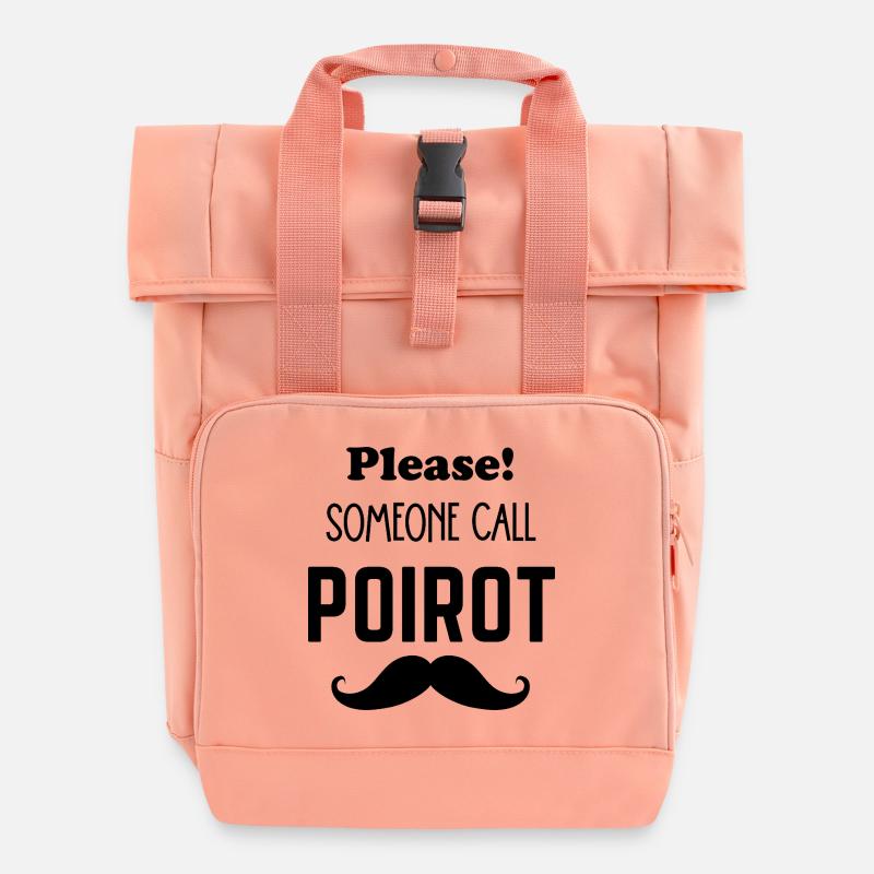 S’il vous plaît, quelqu’un appelle Poirot moustache - Sac à dos Roll Top à deux anses - rose liberty