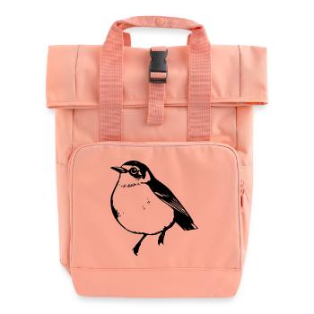 Vogel schwarz schwarzer Vogel - Rolltop Rucksack mit zwei Griffen - Chintzrosa - Vorne