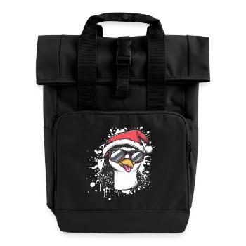 Pinguin Weihnachten Lustig - Rolltop Rucksack mit zwei Griffen - Schwarz - Vorne
