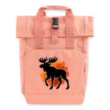 Flaming moose silhouette - Roll Top Backpack with Two Handles - chintz rose - Front