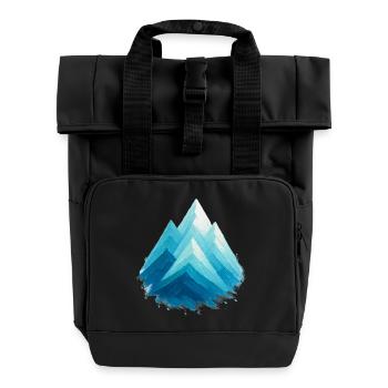 Sommets enneigés bleus aquarelle ski freeride - Sac à dos Roll Top à deux anses - noir - Devant