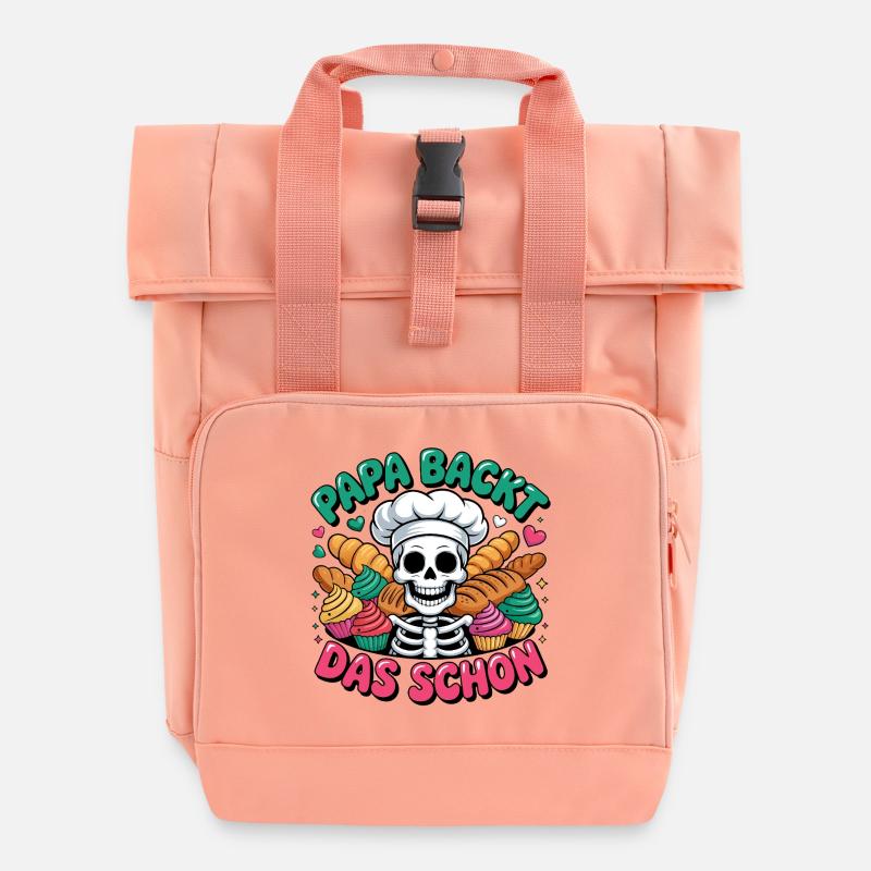 Papa prépare les magnifiques cupcakes squelettes - Sac à dos Roll Top à deux anses - rose liberty