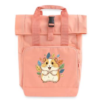 Kuscheliger Hamster mit Herbstblättern - Rolltop Rucksack mit zwei Griffen - Chintzrosa - Vorne